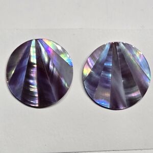 Vintage Mother of Pearl Abalone Earrings Beautiful Iridescent Rainbow Purple Col